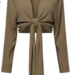 JLUXLABEL Olive Tie-Front Blouse